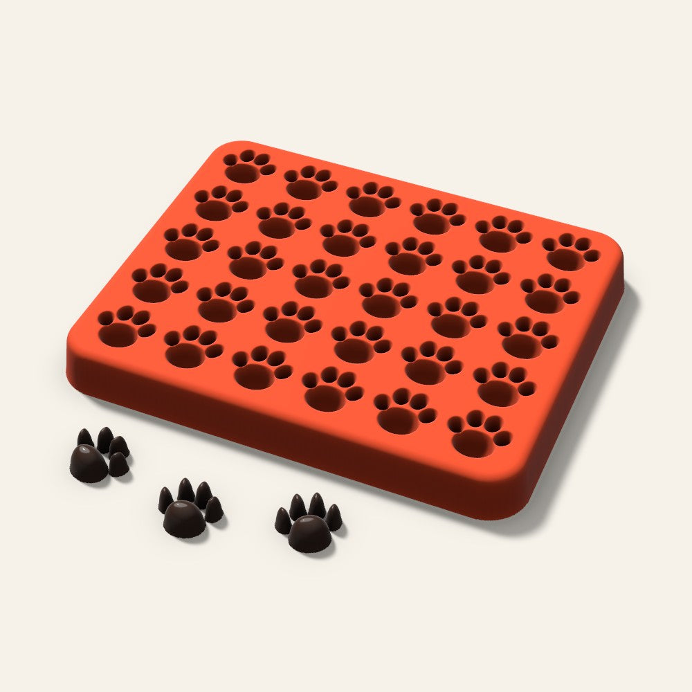 Paw Print Gummy Mold, 0.5 Inch, 30 Cavity, 3D render