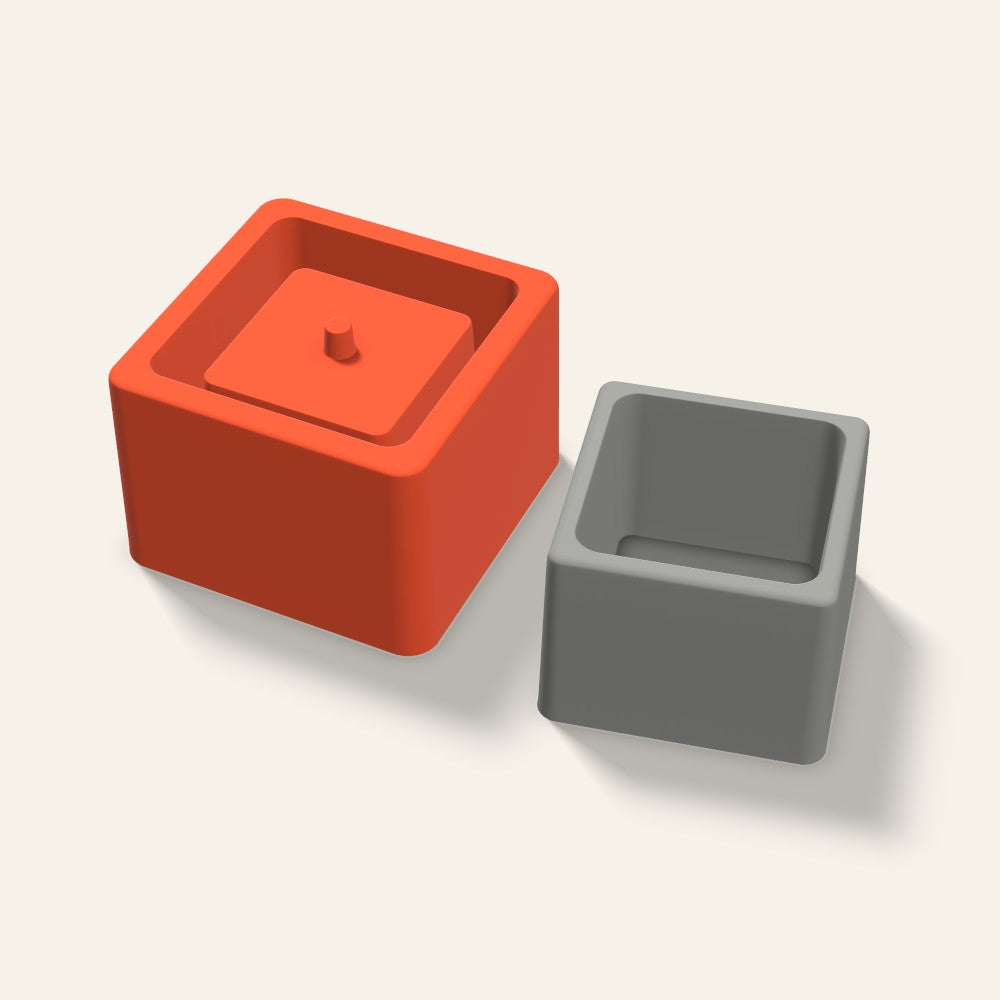 Low Square Concrete Planter Mold, 3 Inch, 3D render