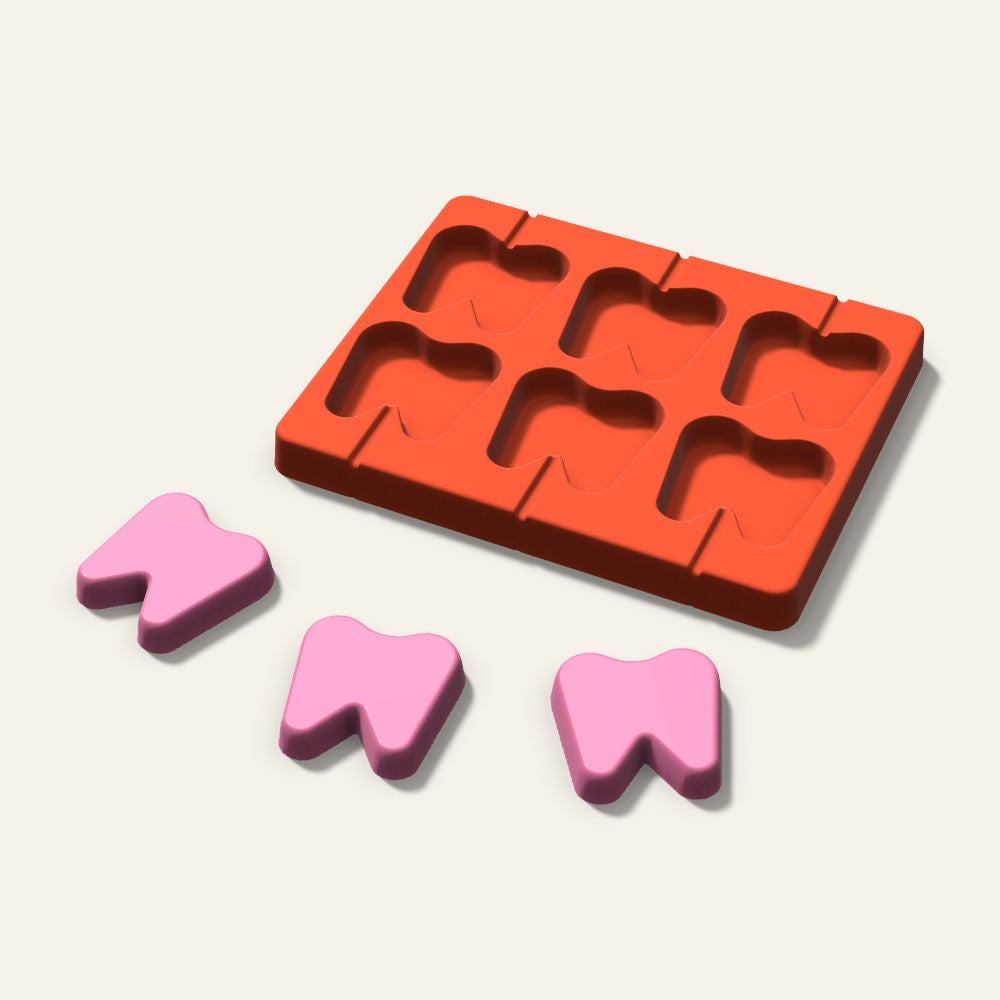 Tooth Lollipop Mold, 2 Inch, 6 Cavity, 3D render