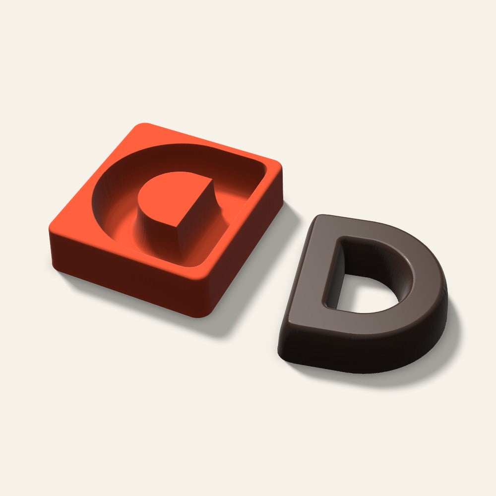 Letter D Mold, 4 Inch, 3D render