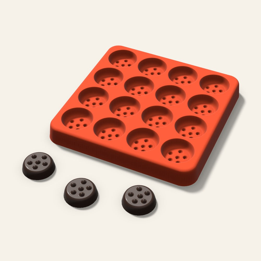 Cookie Gummy Mold, 0.75 Inch, 16 Cavity, 3D render