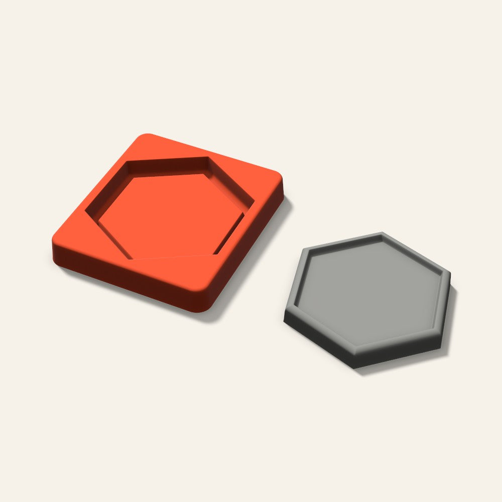 Hexagon Concrete Coaster Mold, 4 Inch, 3D render