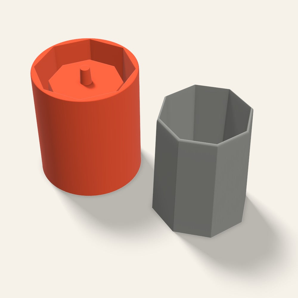 Tall Octagon Concrete Planter Mold, 5 Inch, 3D render