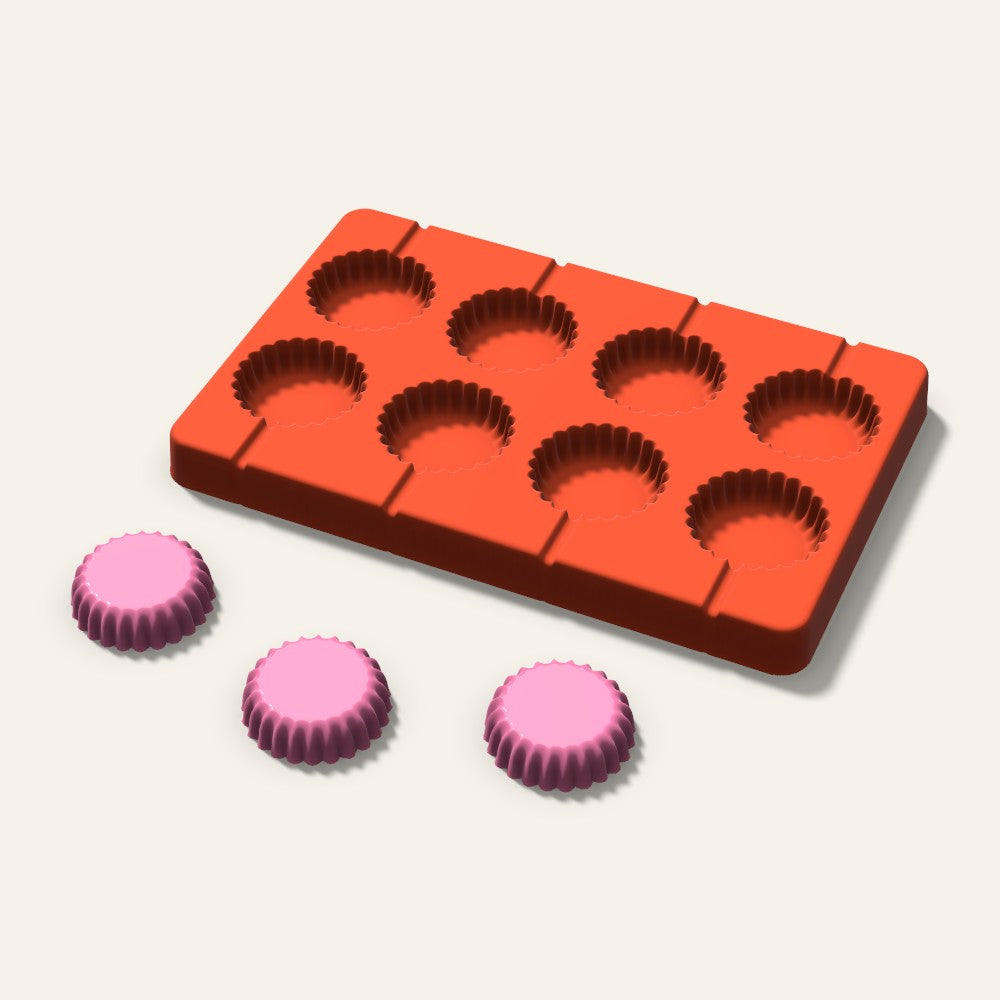 Fluted Cup Lollipop Mold, 1.5 Inch, 8 Cavity, 3D render