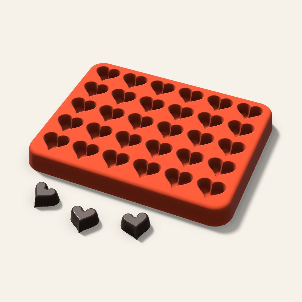Heart Gummy Mold, 0.5 Inch, 30 Cavity, 3D render