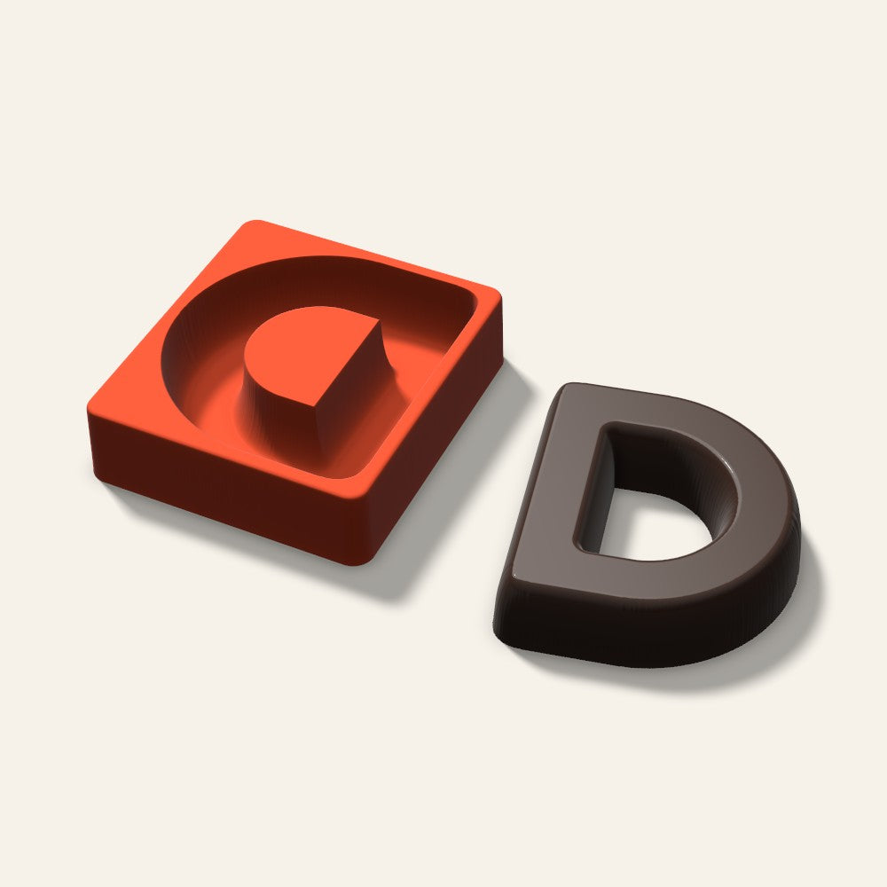Letter D Mold, 5 Inch, 3D render