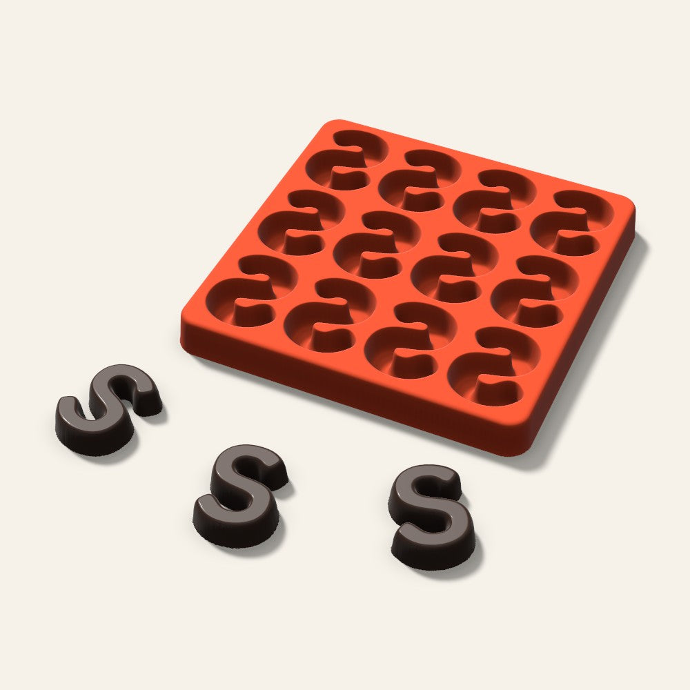 Letter S Candy Mold, 1.5 Inch, 12 Cavity, 3D render