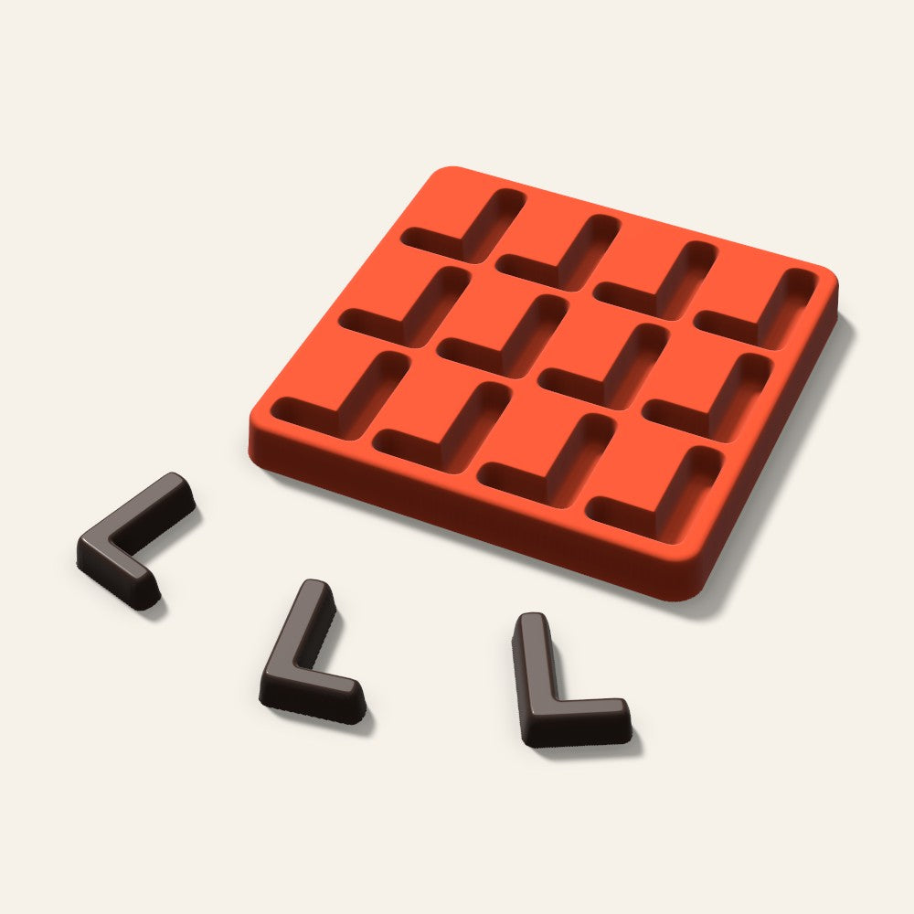 Letter L Candy Mold, 1.5 Inch, 12 Cavity, 3D render