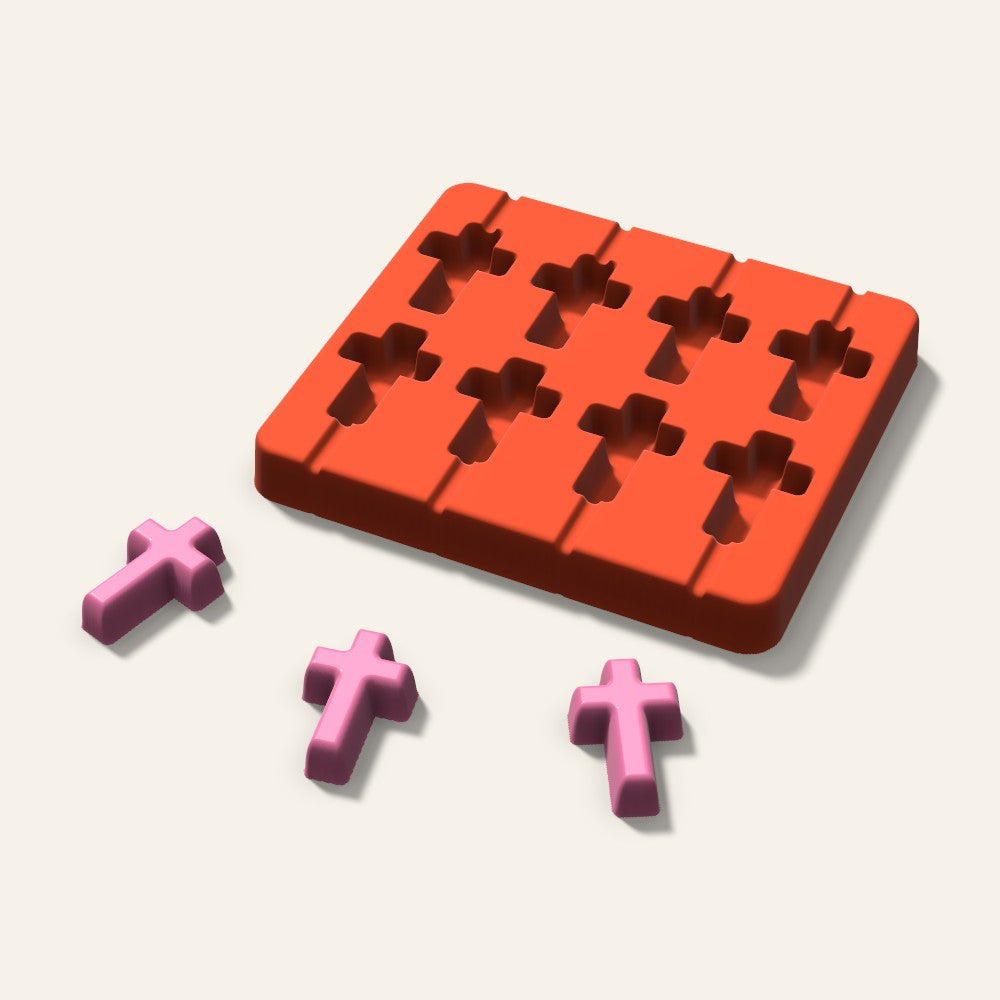Cross Lollipop Mold, 1.5 Inch, 8 Cavity, 3D render