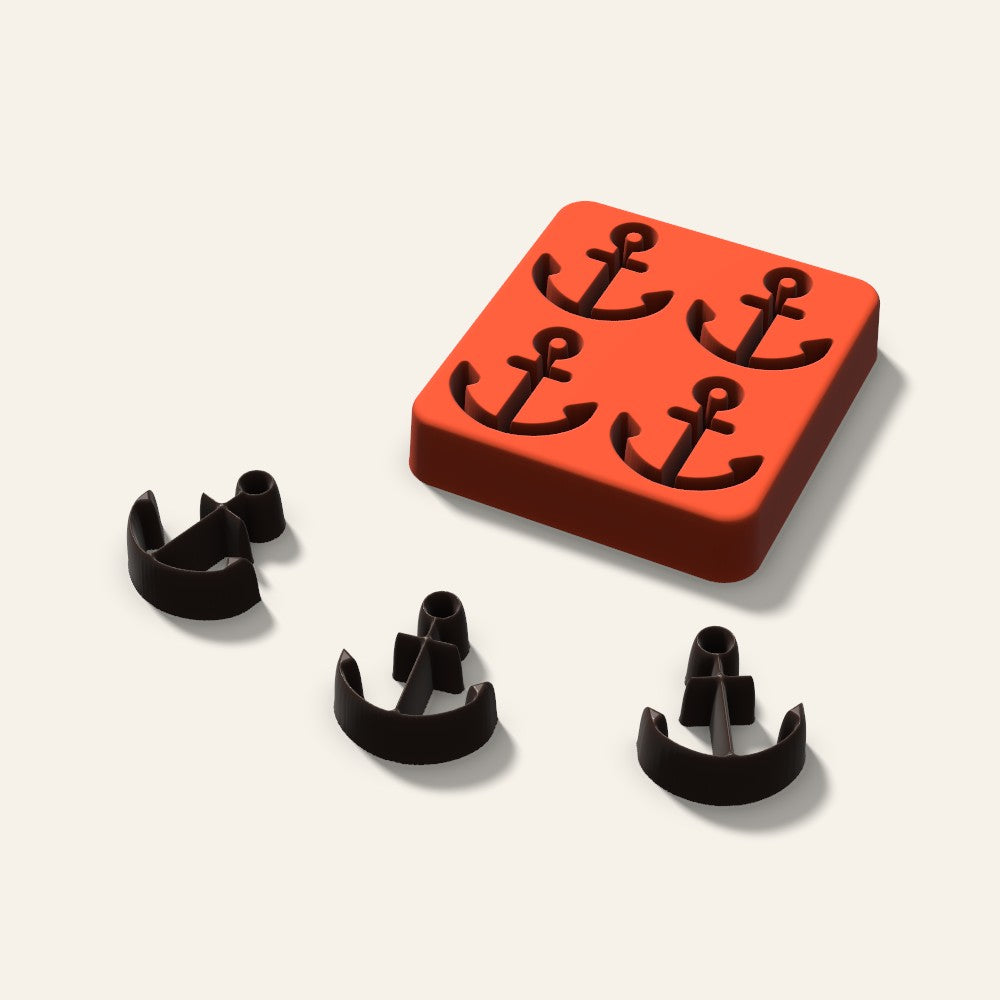 Anchor Chocolate Mold, 1.5 Inch, 4 Cavity, 3D render