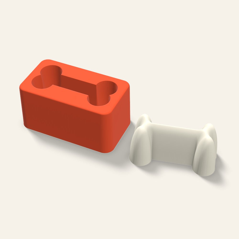 Dog Bone Candle Mold, 3 x 1.5 Inch, 3D render