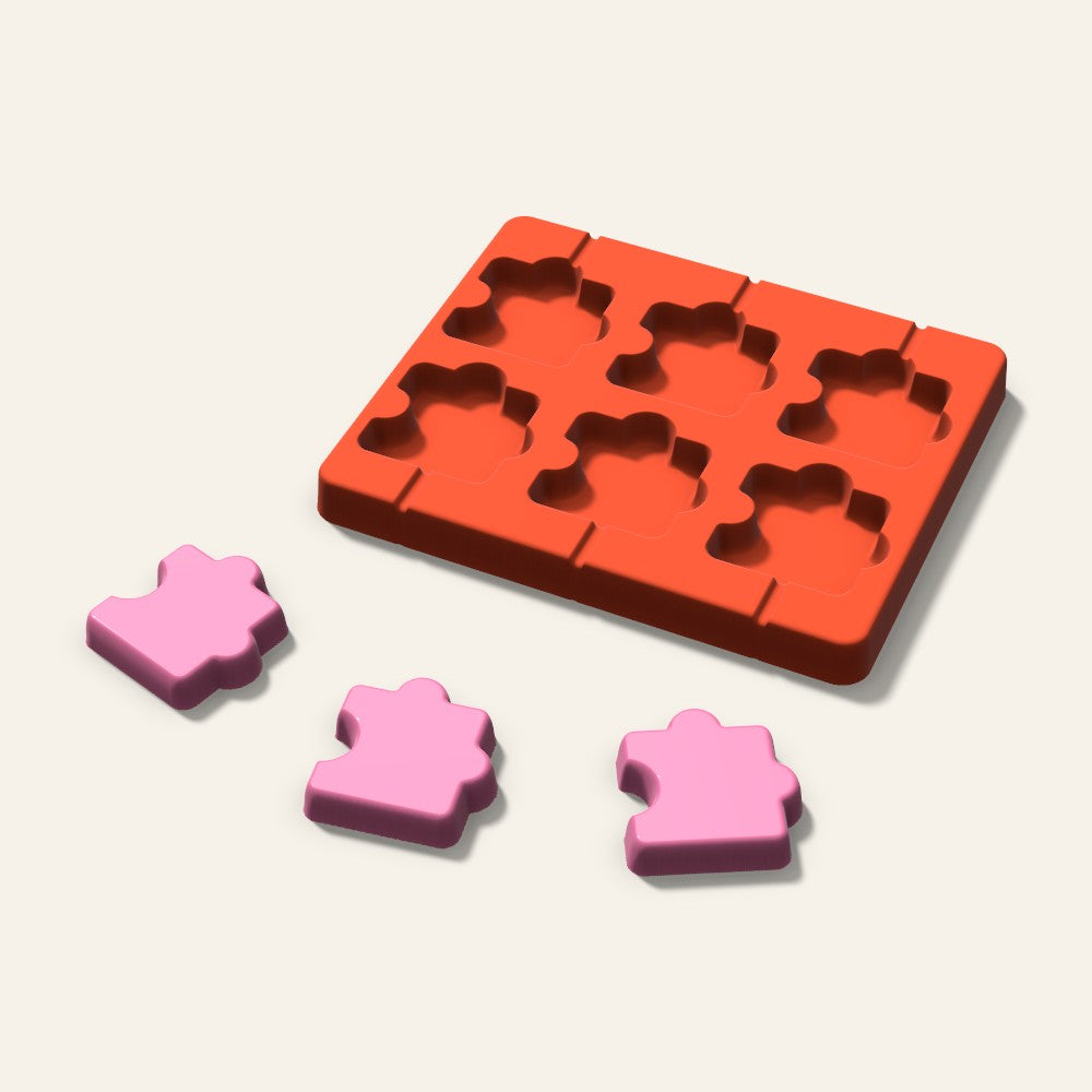 Puzzle Lollipop Mold, 2 Inch, 6 Cavity, 3D render