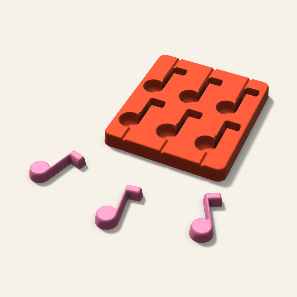 Music Note Lollipop Mold, 2 Inch, 6 Cavity, 3D render