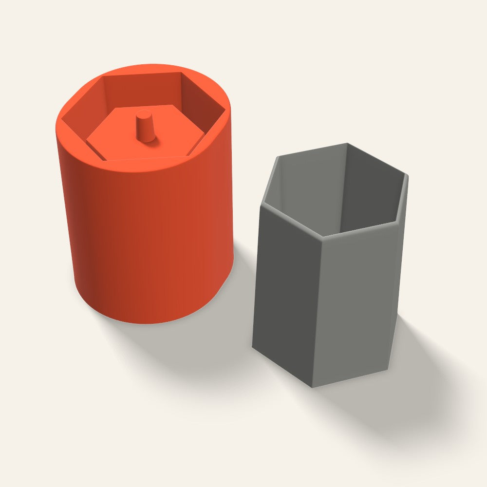 Tall Hexagon Concrete Planter Mold, 5 Inch, 3D render