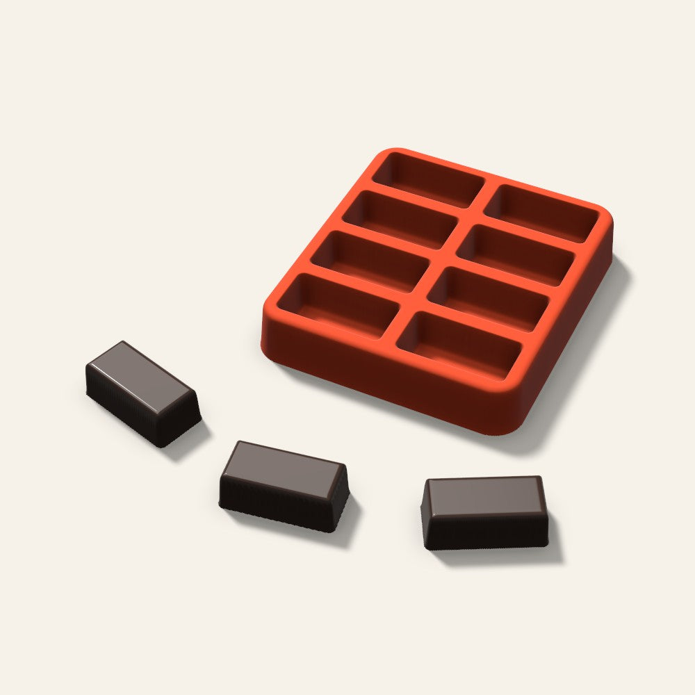 Rectangle Candy Mold, 1.25 Inch, 8 Cavity, 3D render