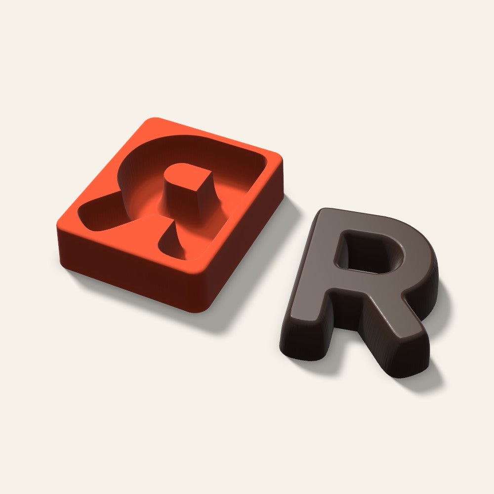 Letter R Mold, 4 Inch, 3D render