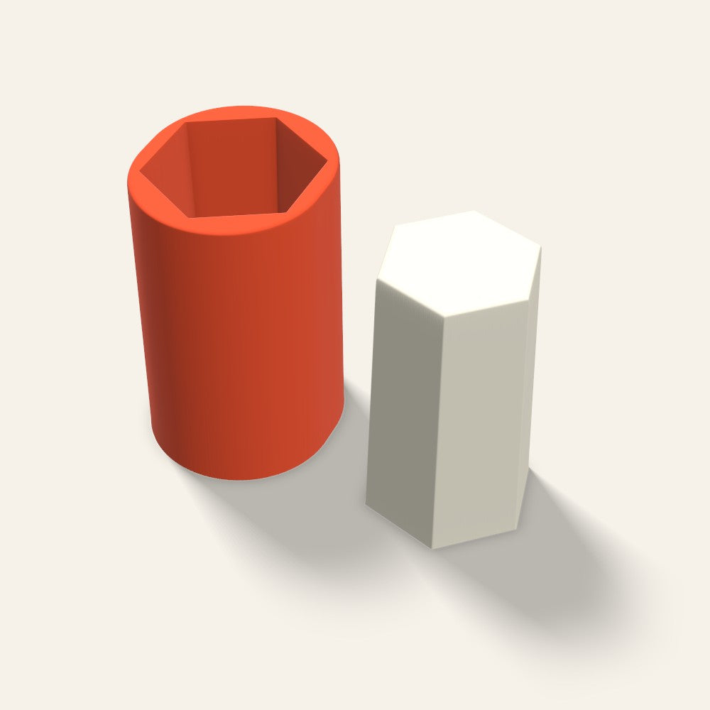 Hexagon Pillar Candle Mold, 3 x 5 Inch, 3D render