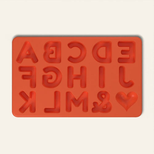 Alphabet Chocolate Mold A to M, 13 Cavity, top view