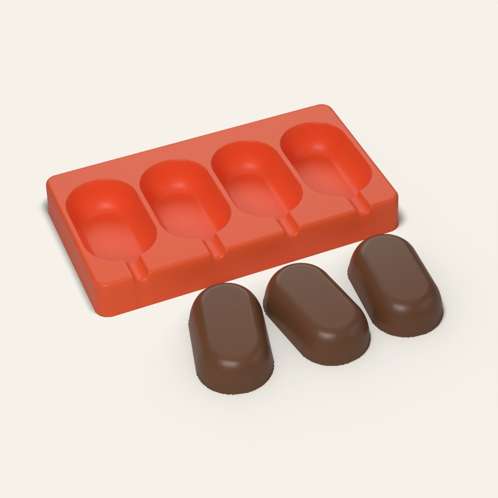 Cakesicle Mold, 3 Inch, 4 Cavity, 3D render