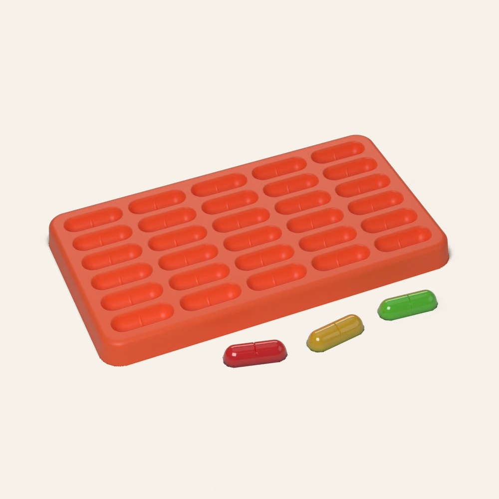 Capsule Candy Mold, 30 Cavity, 3D render