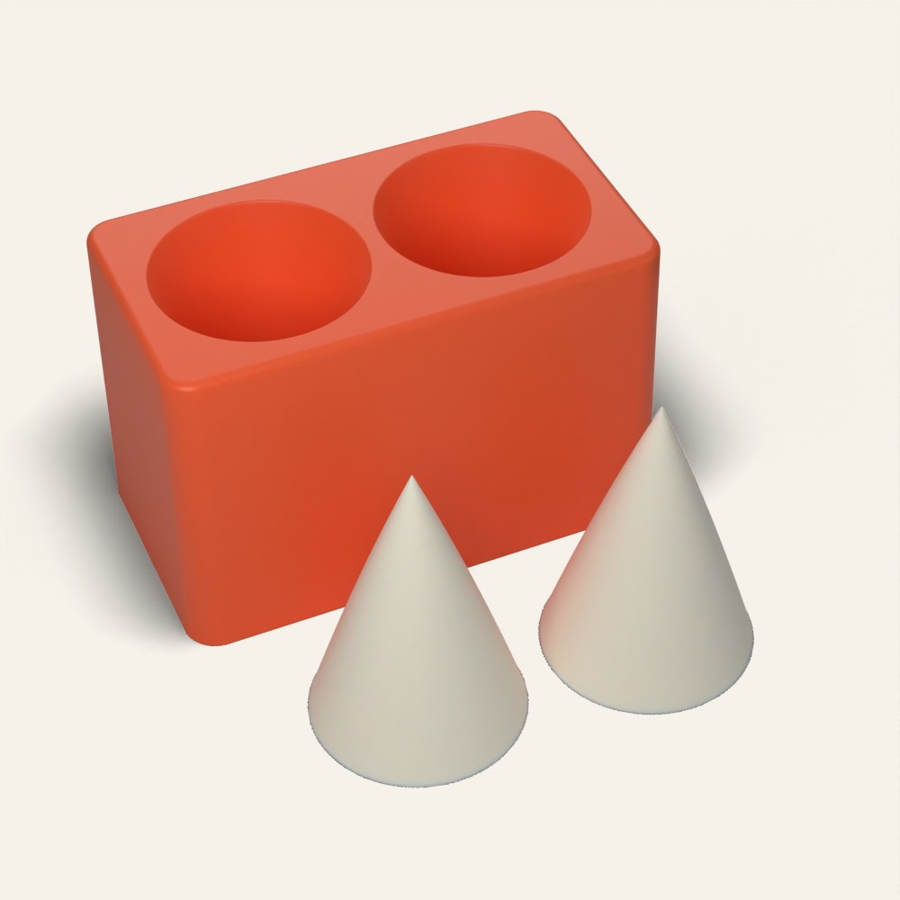 Cone Candle Mold, 2 Cavity, 3D render