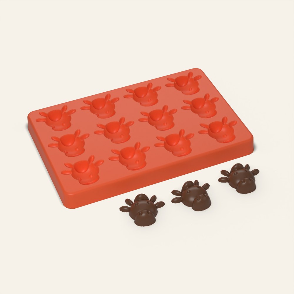 Cow Face Mold, 12 Cavity, 3D render