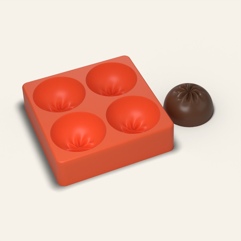 Dumpling Cocoa Bomb Mold, 4 Cavity, 3D render