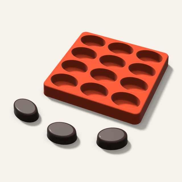 Oval Tall Chocolate Mold, 1.5 Inch, 12 Cavity, 3D render