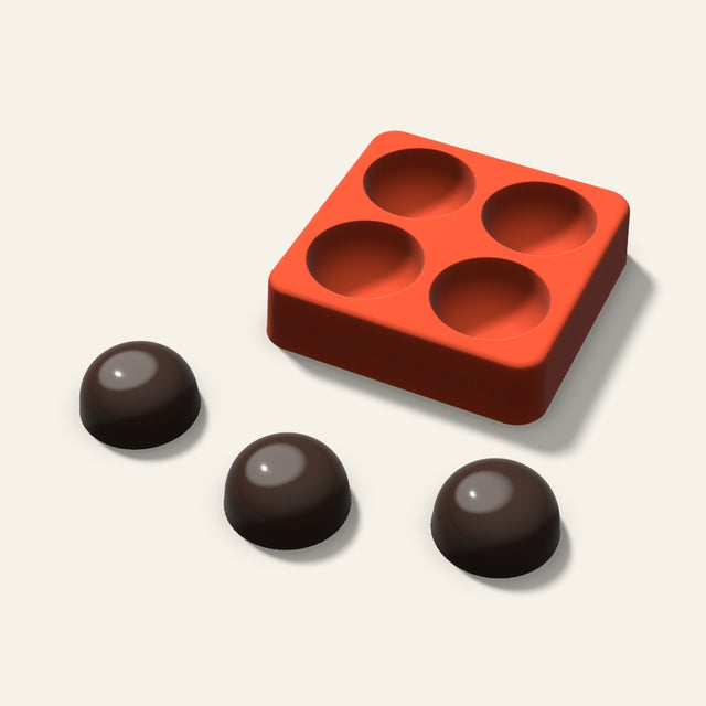 Dome Chocolate Mold, 1.25 Inch, 4 Cavity, 3D render
