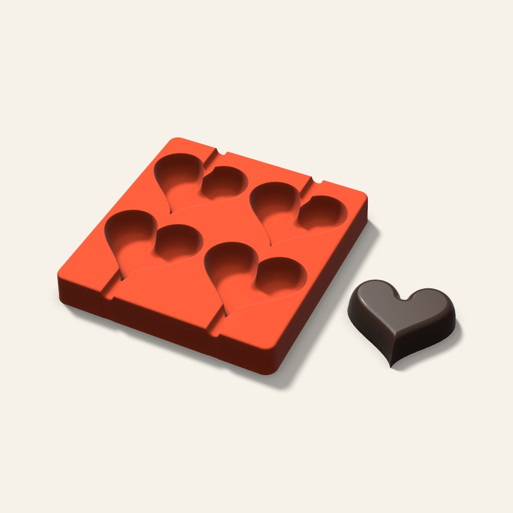 Heart Cakesicle Mold, 3 Inch, 4 Cavity, 3D render