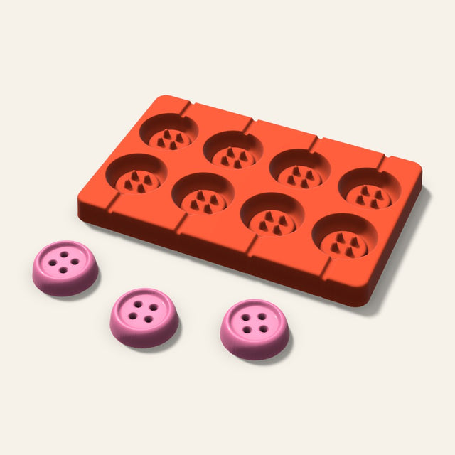 Button Lollipop Mold, 1.5 Inch, 8 Cavity, 3D render
