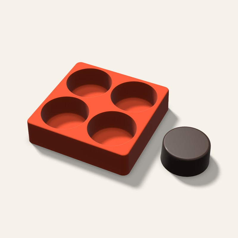Round Puck Mini Cake Mold, 2.5 Inch, 4 Cavity