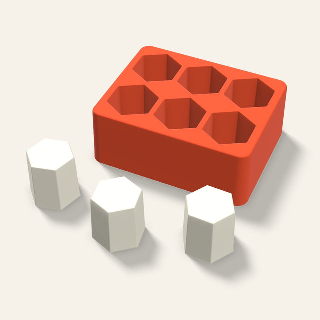 Hexagon Pillar Votive Candle Mold, 1.5 x 1.5 Inch, 6 Cavity, 3D render