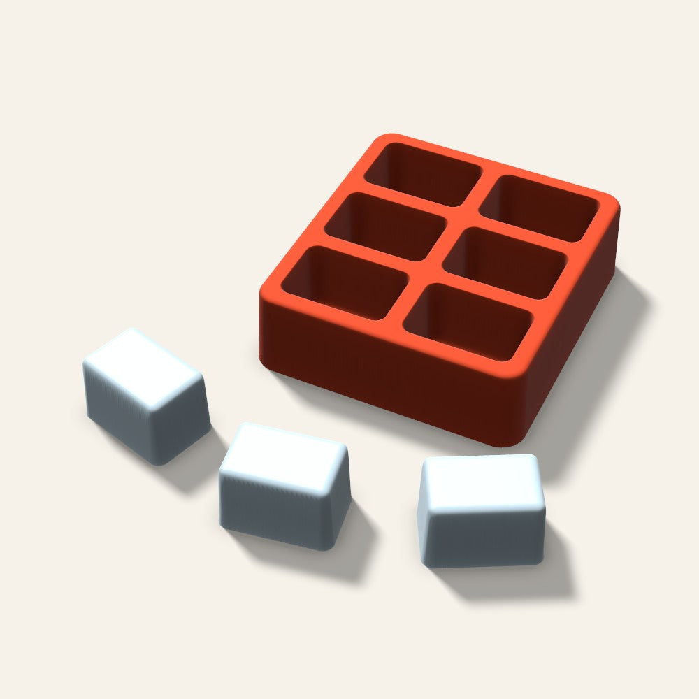 Rounded Rectangle Ice Mold, 1.5 Inch, 6 Cavity, 3D render