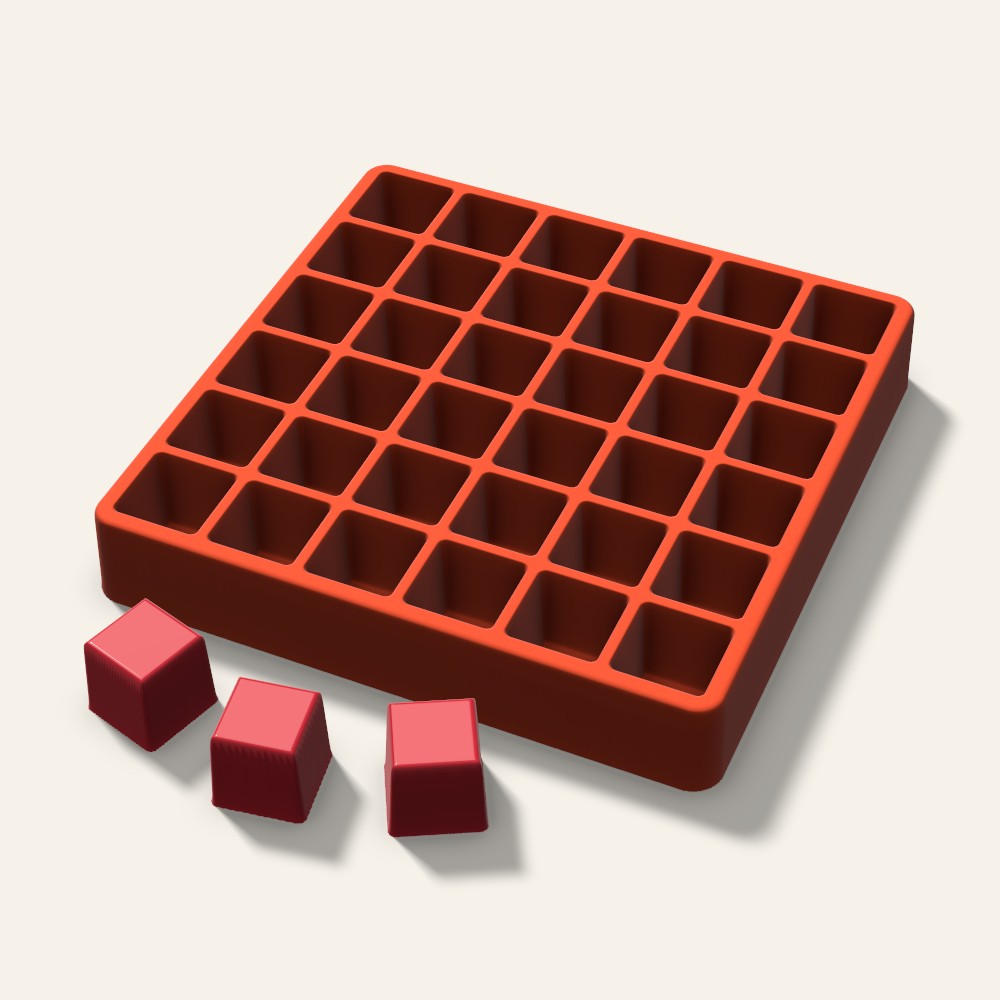 Cube Candy Mold, 1 Inch, 36 Cavity, 3D render