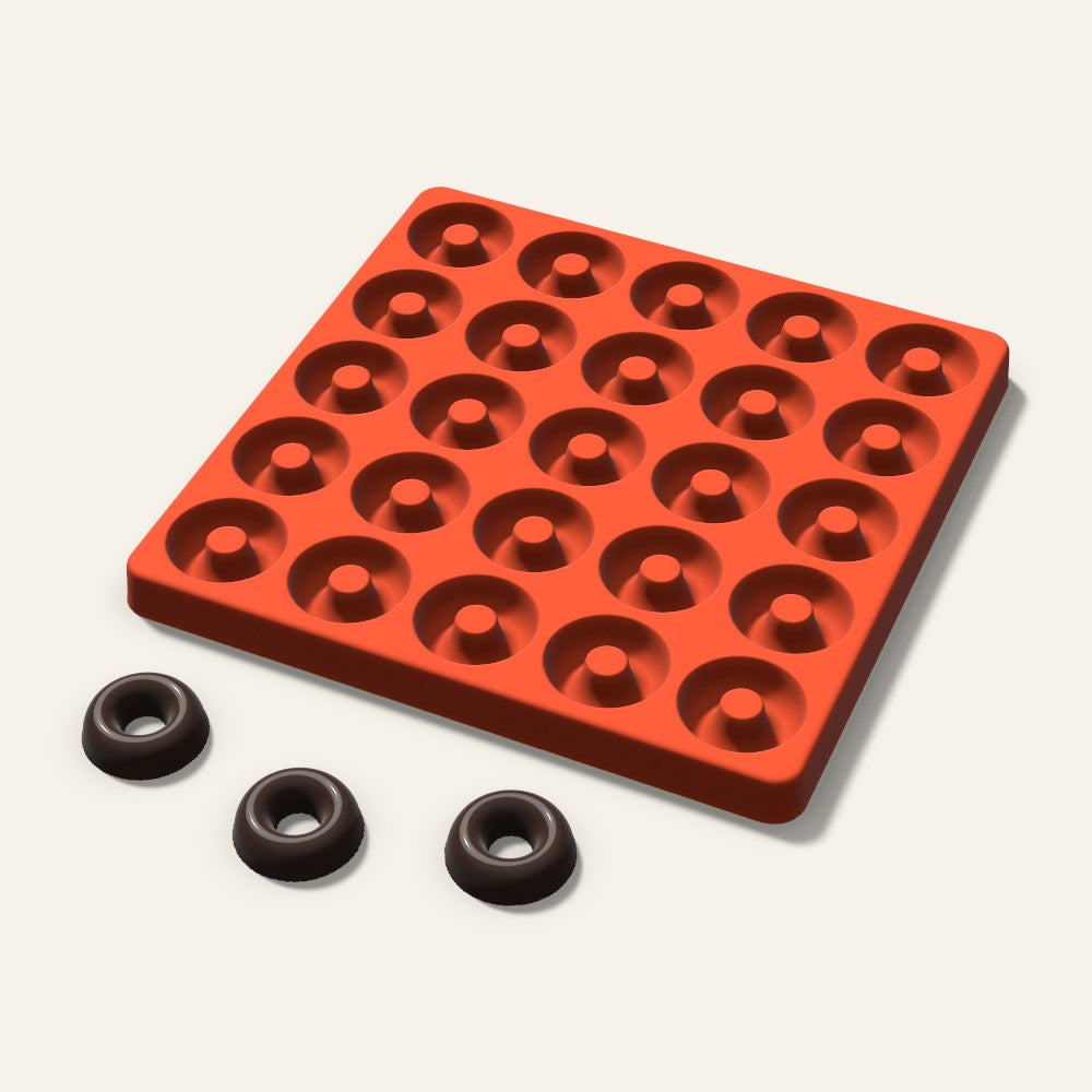 Donut Chocolate Mold, 1.25 Inch, 25 Cavity, 3D render
