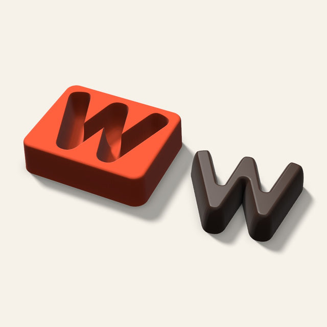 Letter W Mold, 3 Inch, 3D render