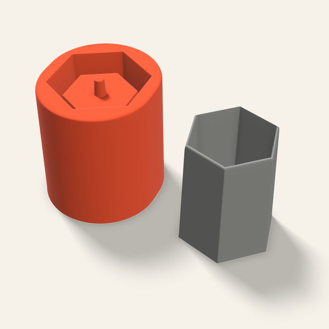 Tall Hexagon Concrete Planter Mold, 2.5 Inch, 3D render