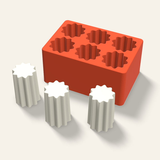 Fluted Pillar Votive Candle Mold, 2 x 3 Inch, 6 Cavity, 3D render