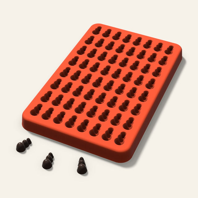 Snowman Gummy Mold, 0.5 Inch, 64 Cavity, 3D render