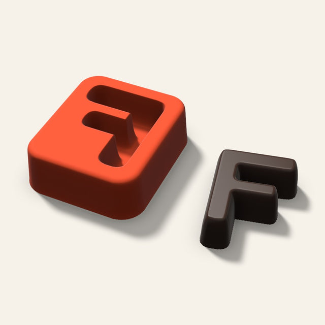 Letter F Mold, 1.5 Inch, 3D render