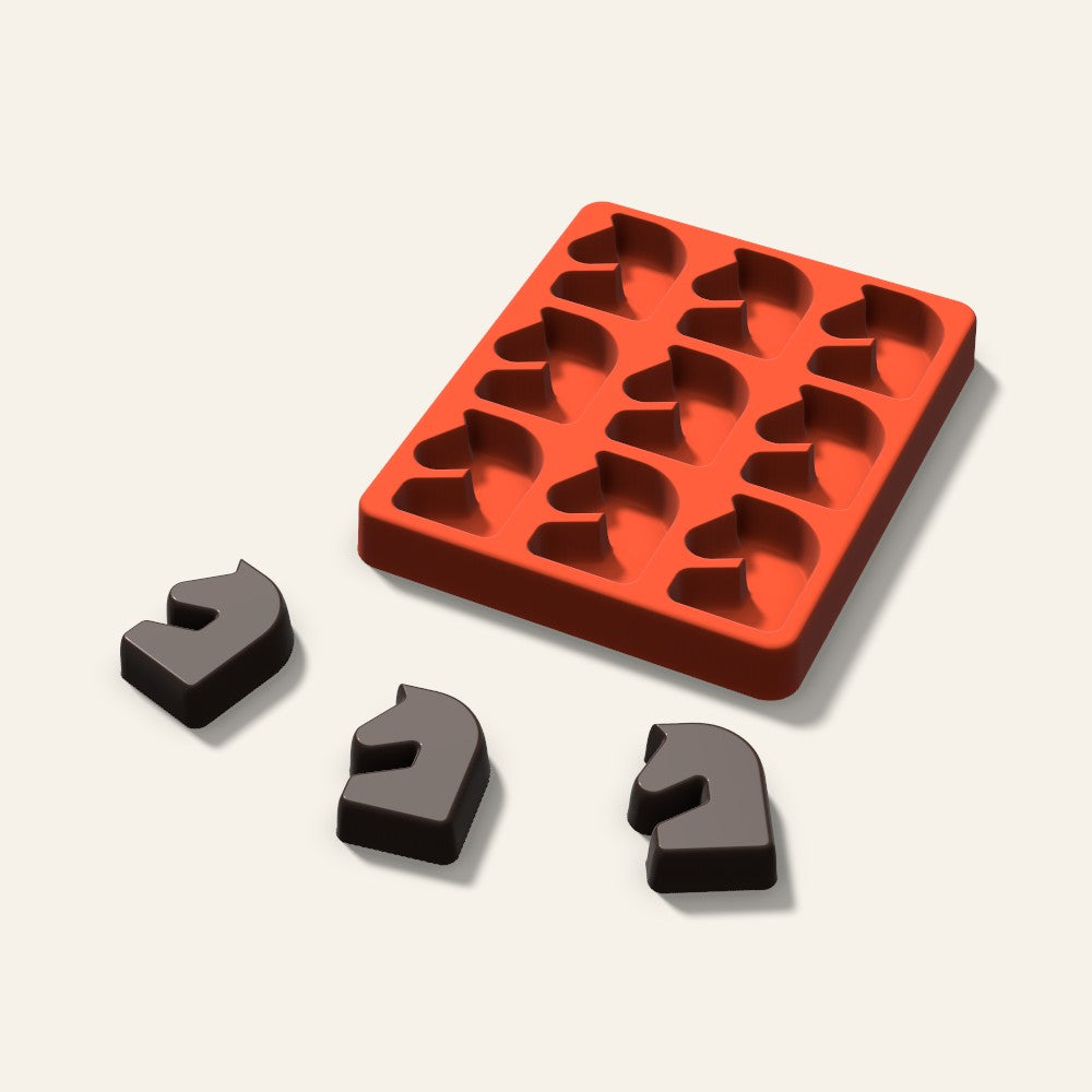 Chess Knight Chocolate Mold, 1.75 Inch, 9 Cavity, 3D render