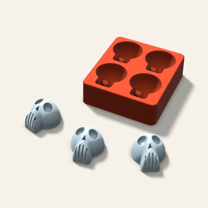 Skull Ice Mold, 2 Inch, 4 Cavity