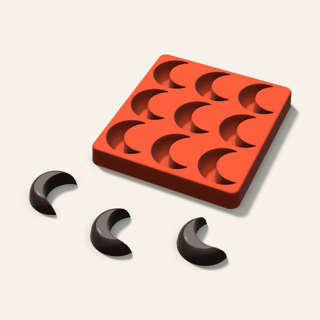 Crescent Moon Chocolate Mold, 1.75 Inch, 9 Cavity, 3D render