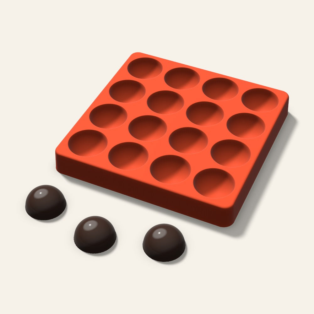 Half Sphere Chocolate Mold, 1.25 Inch, 16 Cavity, 3D render
