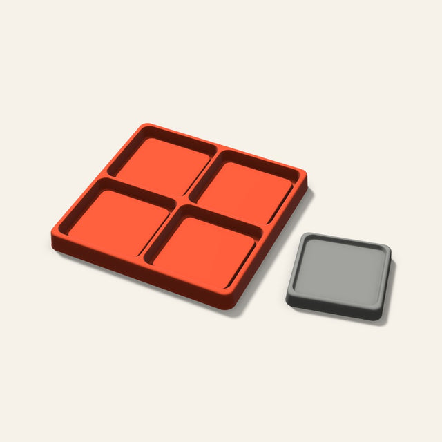Square Concrete Coaster Mold, 3 Inch, 4 Cavity, 3D render