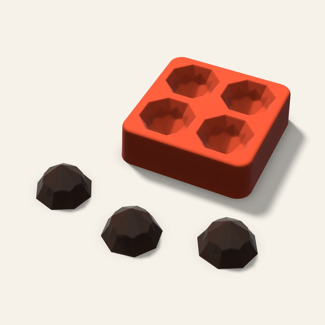 Octagon Gem Chocolate Mold, 1.25 Inch, 4 Cavity, 3D render