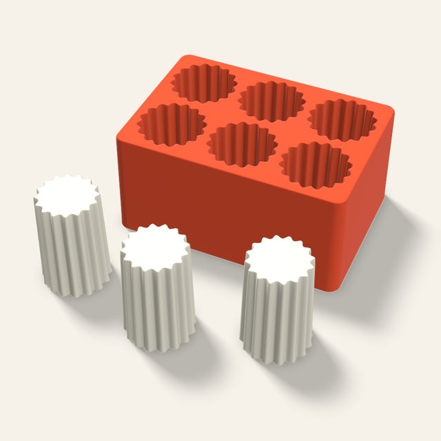 Ribbed Pillar Votive Candle Mold, 2 x 3 Inch, 6 Cavity, 3D render