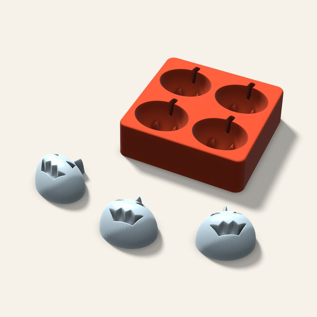 Jack-o'-Lantern Ice Mold, 2 Inch, 4 Cavity, 3D render