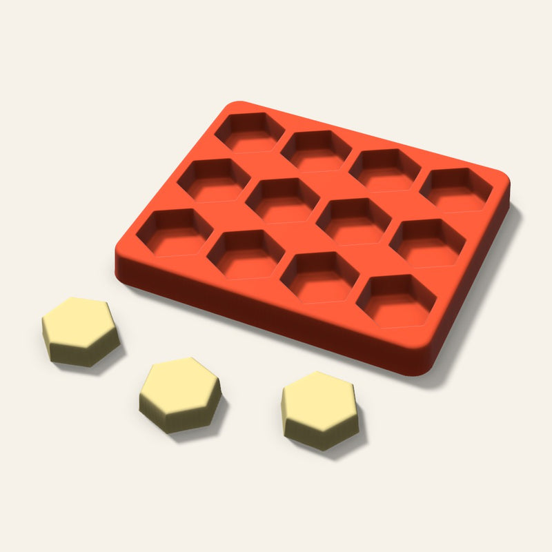 Hexagon Butter Pat Mold, 1.25 Inch, 12 Cavity
